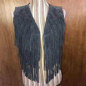 Aldo grey suede fringe vest